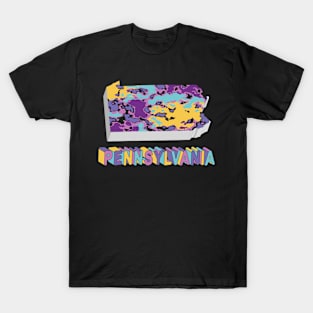 Pennsylvania State Map Art T-Shirt